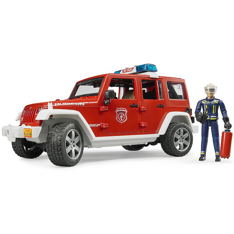 BRUDER 2528 Jeep Wrangler Unlimited Rubicon požární s majákem a figurkou