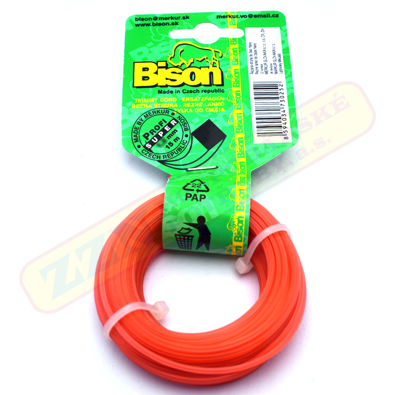 Řezná struna BISON 3,0x15m SUPERPROFI oranžová