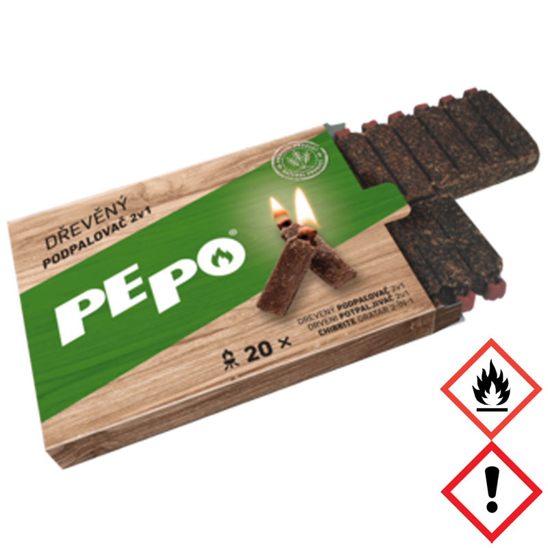 PE-PO Podpalovač dřevěný 2v1 20 podpalů