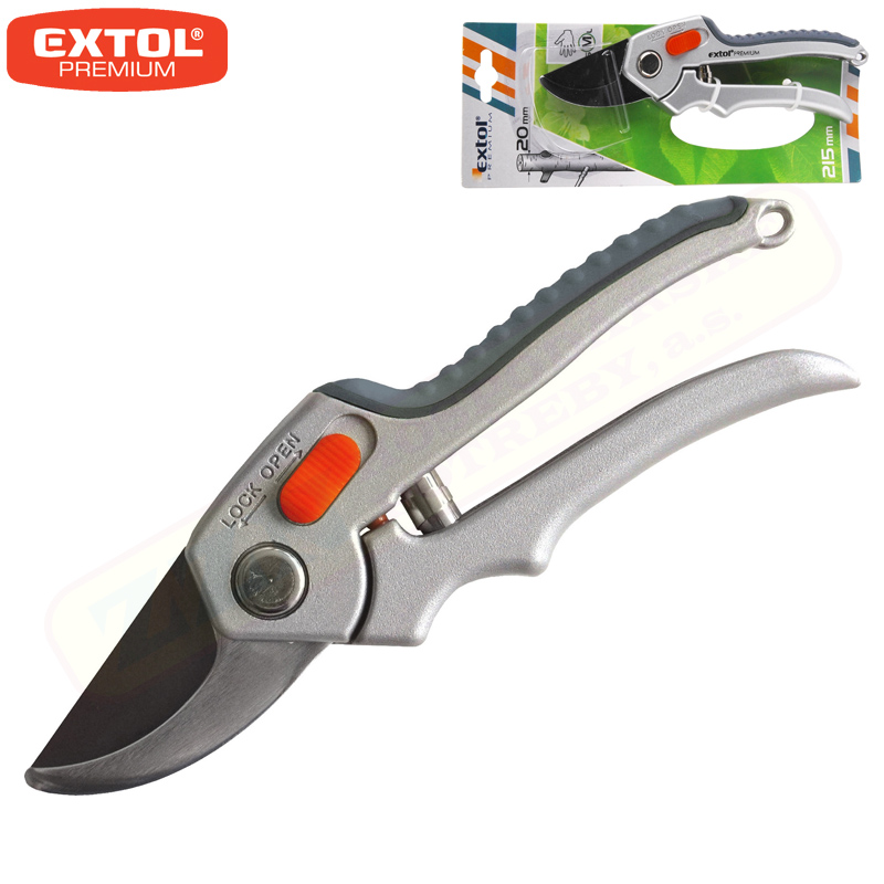EXTOL PREMIUM Nůžky zahradnické 215 mm, HCS, do 20 mm, 8872120
