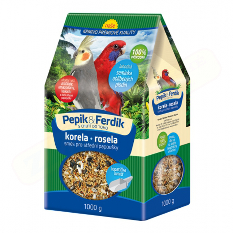 PEPIK & FERDIK pro střední papoušky 1kg