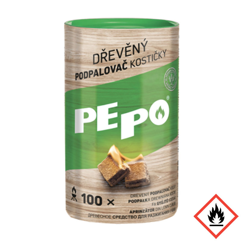 PE-PO Podpalovač dřevěný kostičky 100 ks