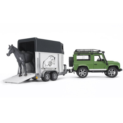 BRUDER 2592 Land Rover Defender + přepravník na koně včetně 1 koně