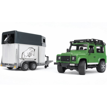 BRUDER 2592 Land Rover Defender + přepravník na koně včetně 1 koně