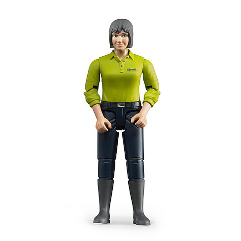 BRUDER 60405 Figurka - Žena, tmané kalhoty, zelená košile