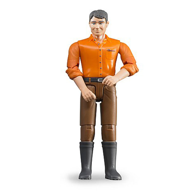 BRUDER 60007 Figurka - Muž, oranžová košile, hnědé kalhoty