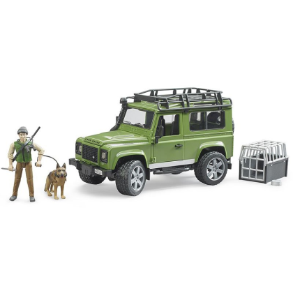 BRUDER 2587 Land Rover Defender, figurka myslivce a psa