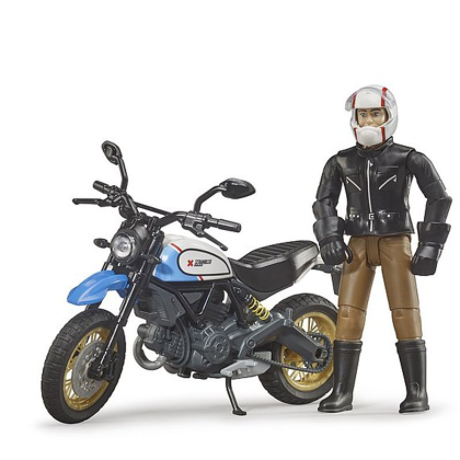 BRUDER 63051 BWorld Motocykl Scrambler Ducati Desert Sled s jezdcem