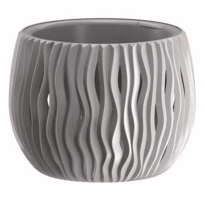 PROSPERPLAST Květináč s vkladem SANDY BOWL šedý kámen 18cm