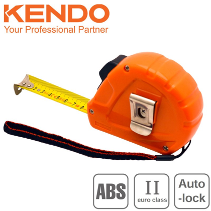 KENDO Metr svinovací, 8 m, šířka pásku 25mm, Auto-lock, ABS 35023