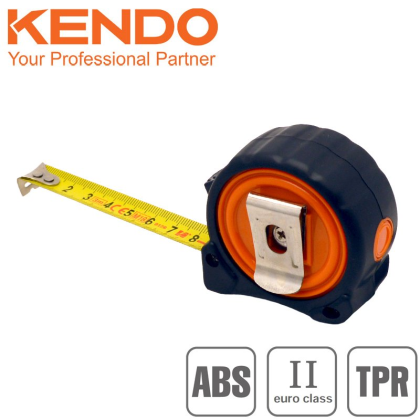 KENDO Metr svinovací pogumovaný, 3 m, šířka pásku 16mm, ABS 35116