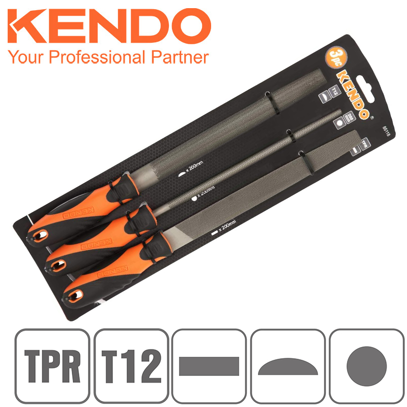 KENDO Sada pilníků 3 dílná, 200 mm T12, TPR, 85118