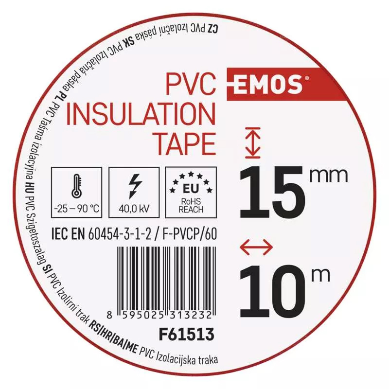 EMOS Páska izolační PVC 15x10 červená F61513
