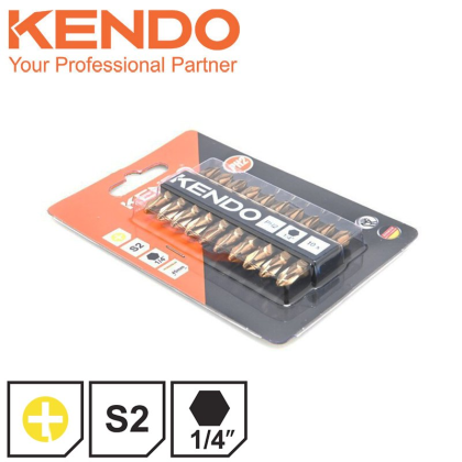 KENDO Bit křížový Philips PH2 45 mm, 10ks, oboustranné S2 ocel, 25404620