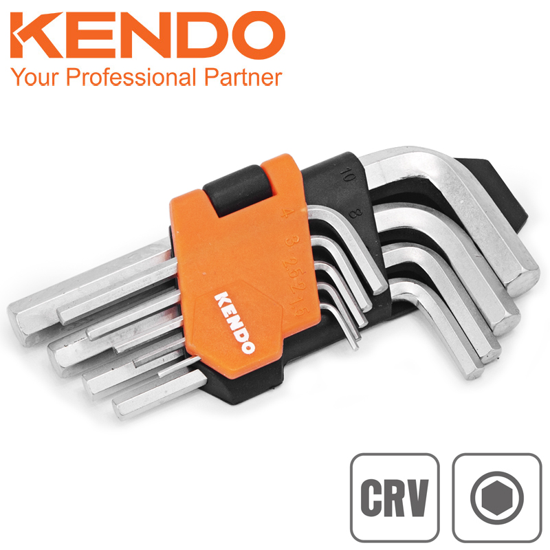 KENDO Sada imbusových klíčů L 9ks 1,5-10mm střední CRV 20731