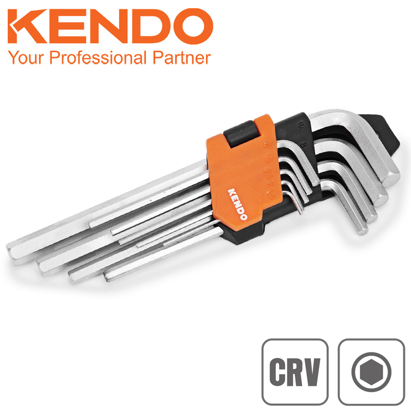 KENDO Sada imbusových klíčů L 9ks 1,5-10mm dlouhá CRV 20732