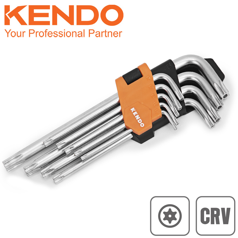 KENDO Sada torxových klíčů L 9ks T10-T50 střední CRV 20741