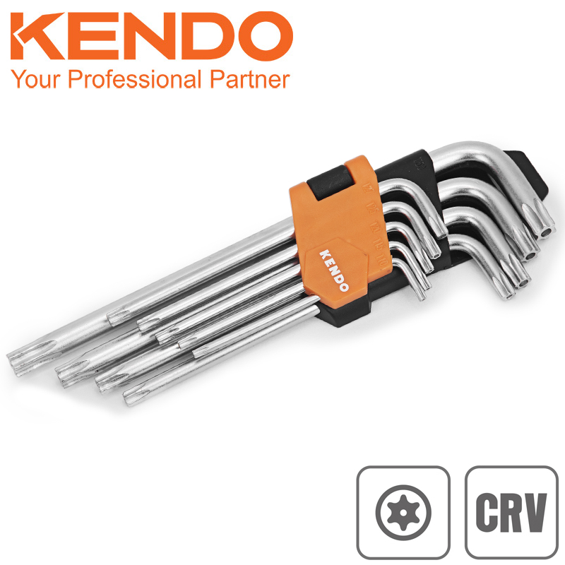 KENDO Sada torxových klíčů L 9ks T10-T50 dlouhá CRV 20742