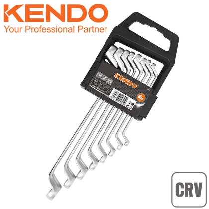 KENDO Sada vyhnutých očkových klíčů CrV 8 ks 6-22 mm DIN838 15845