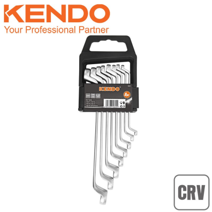 KENDO Sada vyhnutých očkových klíčů CrV 8 ks 6-22 mm DIN838 15845