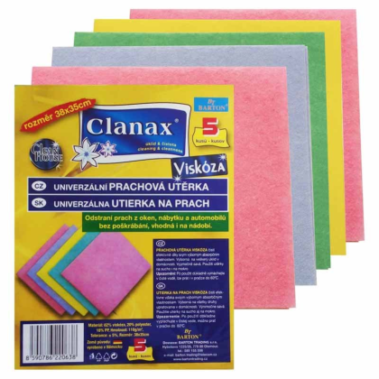 CLANAX utěrka prachovka 34x38 cm 110 g, 5 ks 220063