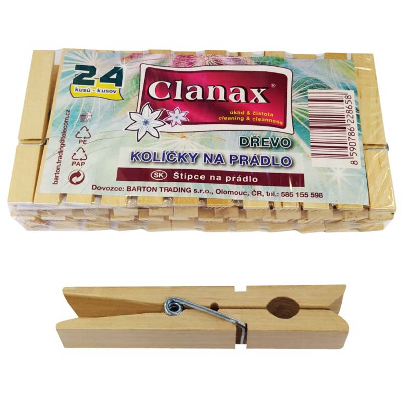 CLANAX kolíčky na prádlo dřevěné "A", 24 ks 220865