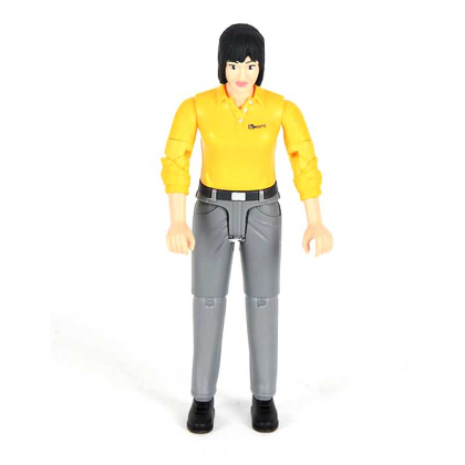 BRUDER 46180 Figurka - Žena, žlutá košile, šedé kalhoty