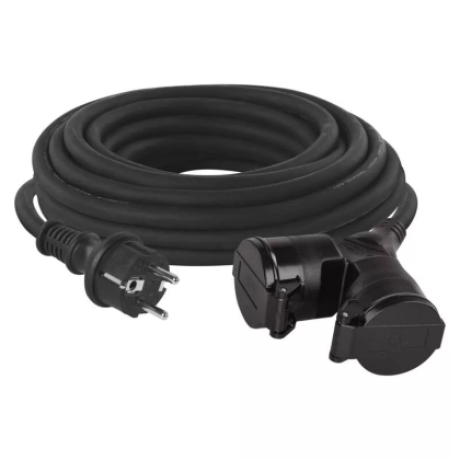 EMOS Zásuvka 2x 10m gumová P0601