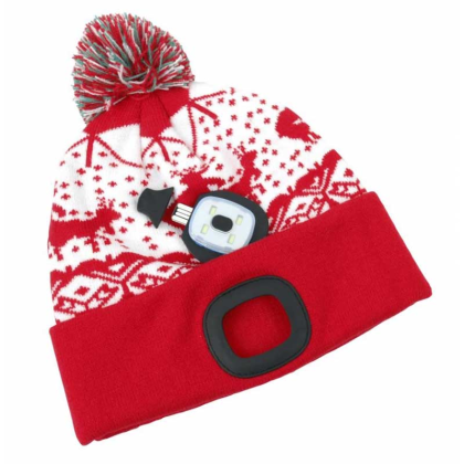 Čepice X-MAS červená L se světlem, 4× SMD LED, 60 lm – 313330