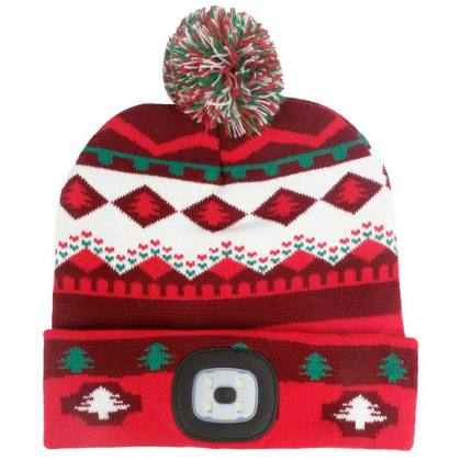 Čepice X-MAS červeno-hnědá L se světlem, 4× SMD LED, 60 lm – 3133738