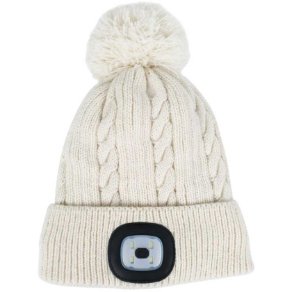 Čepice zimní DAMON bílá s bambulí WINTER, L, 4× SMD LED, 60 lm – 3133519