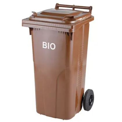 MEVA Plastová popelnice na bioodpad 120 l s roštem, hnědá – 0004-5BIO/RM