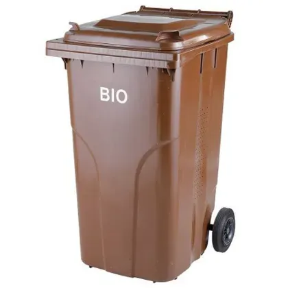 MEVA Plastová popelnice na bioodpad 240 l s roštem, hnědá – 0005-5BIO/RM