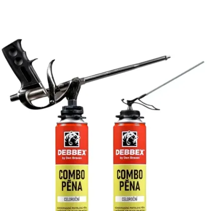 DEBBEX Celoroční nízkoexpanzní PU pěna COMBO 2v1 750 ml, trubičková i pistolová - 40530DBX
