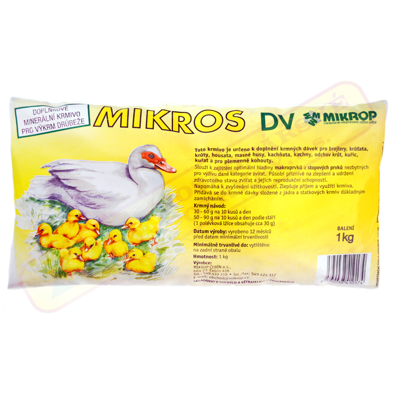 Mikrop Mikros DV - doplňkové minerální krmivo pro výkrm drůbeže 1kg